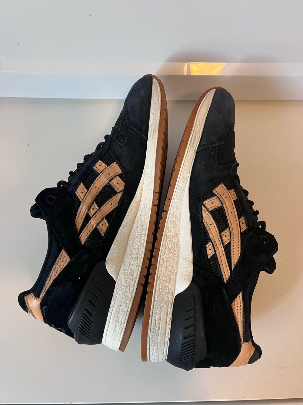 ASICS Gel Respector Veg-Tan Pack Black Tan Sneakers Men’s 9.5 H6T4L - Picture 5 of 11